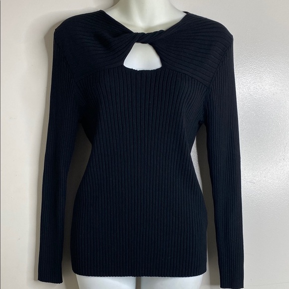 Calvin Klein Black Crew Neck Sweater Ribbed Knit - Picture 1 of 6